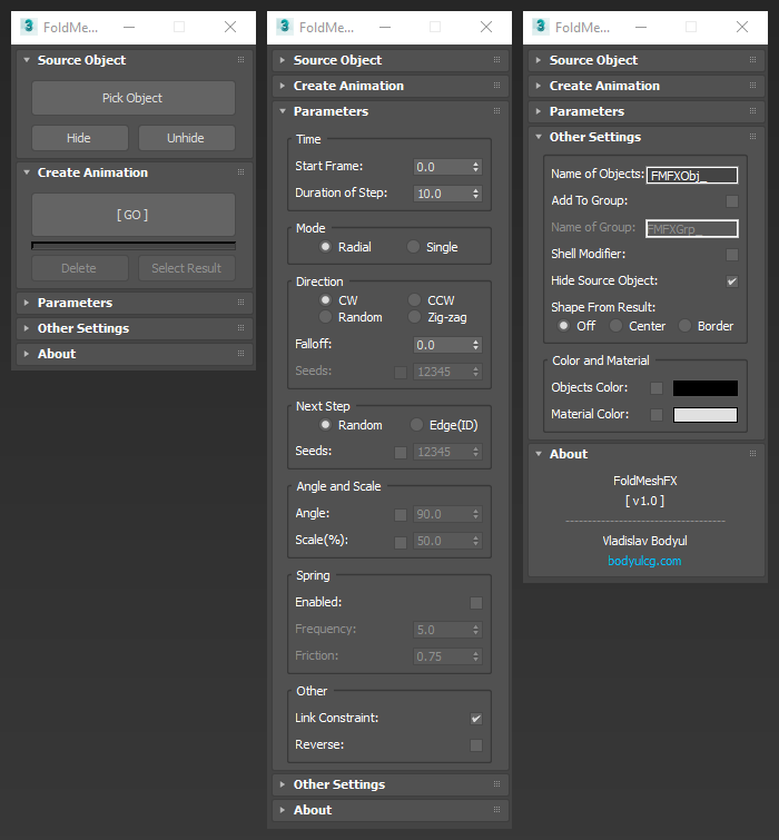FoldMeshFX User Interface