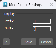 Mod Pinner Settings
